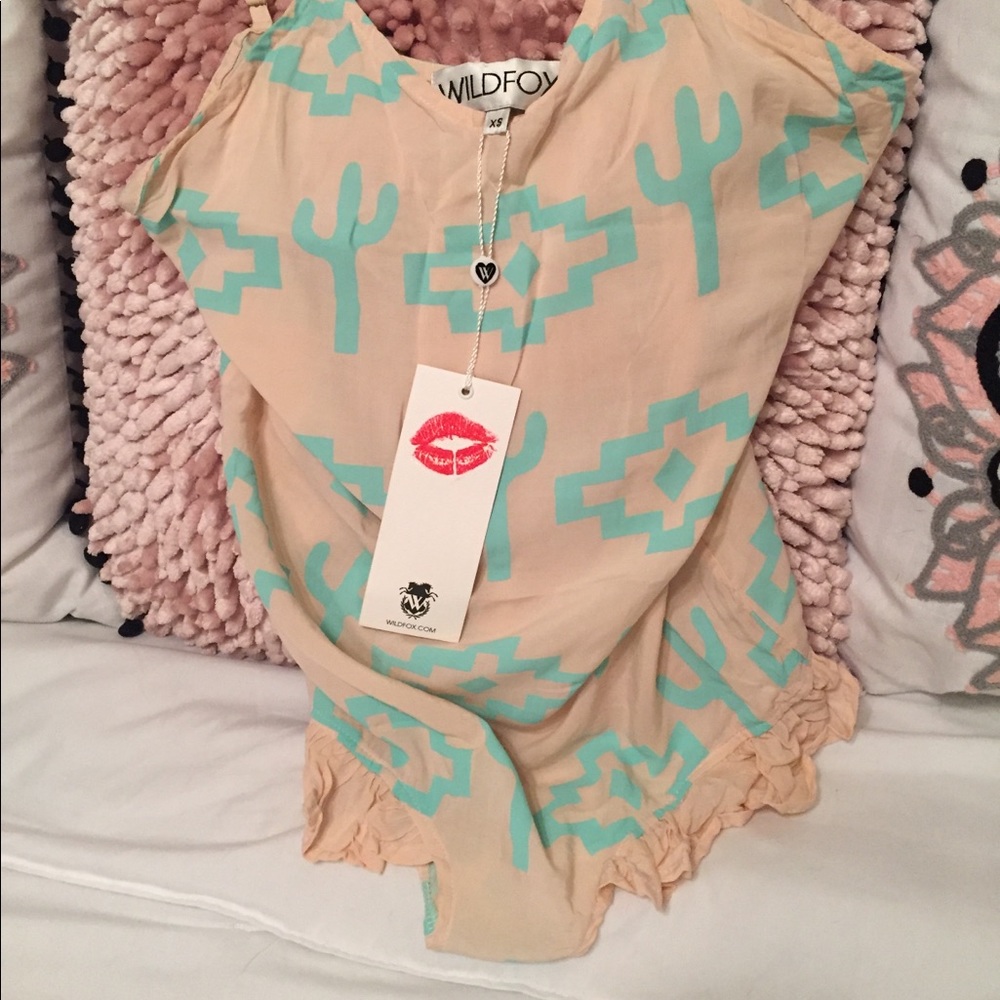 WILDFOX desert cactus boho ruffle romper XS